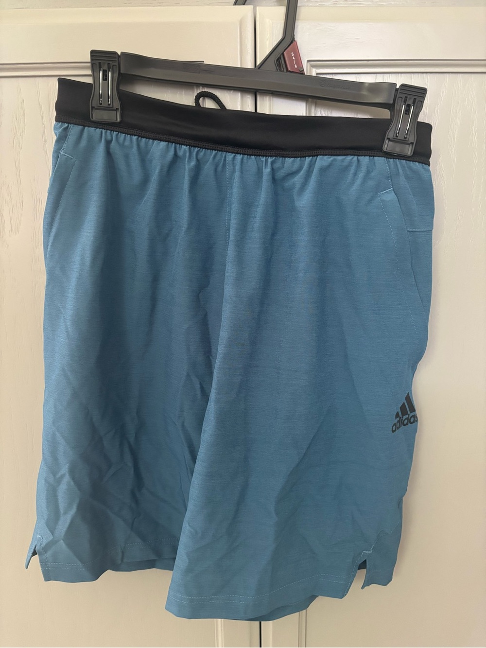 adidas Light Blue Athletic Shorts with Black Waistband